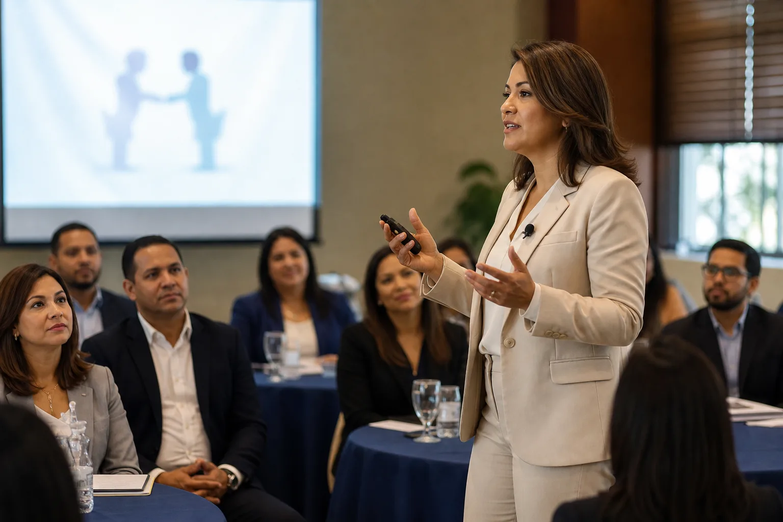 Charla sobre conflictos como retos y oportunidades ante grupo de profesionales